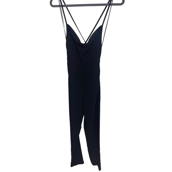 Amanda Uprichard Janet Jumpsuit Overall with Tie Back Black Solid Size XS - Picture 13 of 13